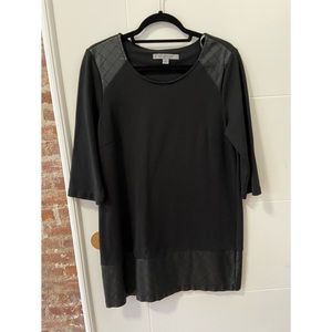 Chic black leather mini dress